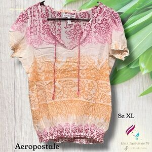 Aeropostale - Sz XL - ombre BOHO Top - 100% cotton - pink orange